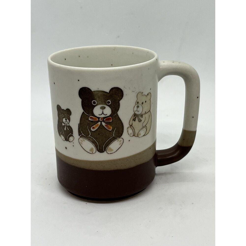 Vintage Otagiri Teddy Bears Speckled 3 Tone 8oz Stoneware Coffee Cup Mugs Japan - Picture 2 of 7